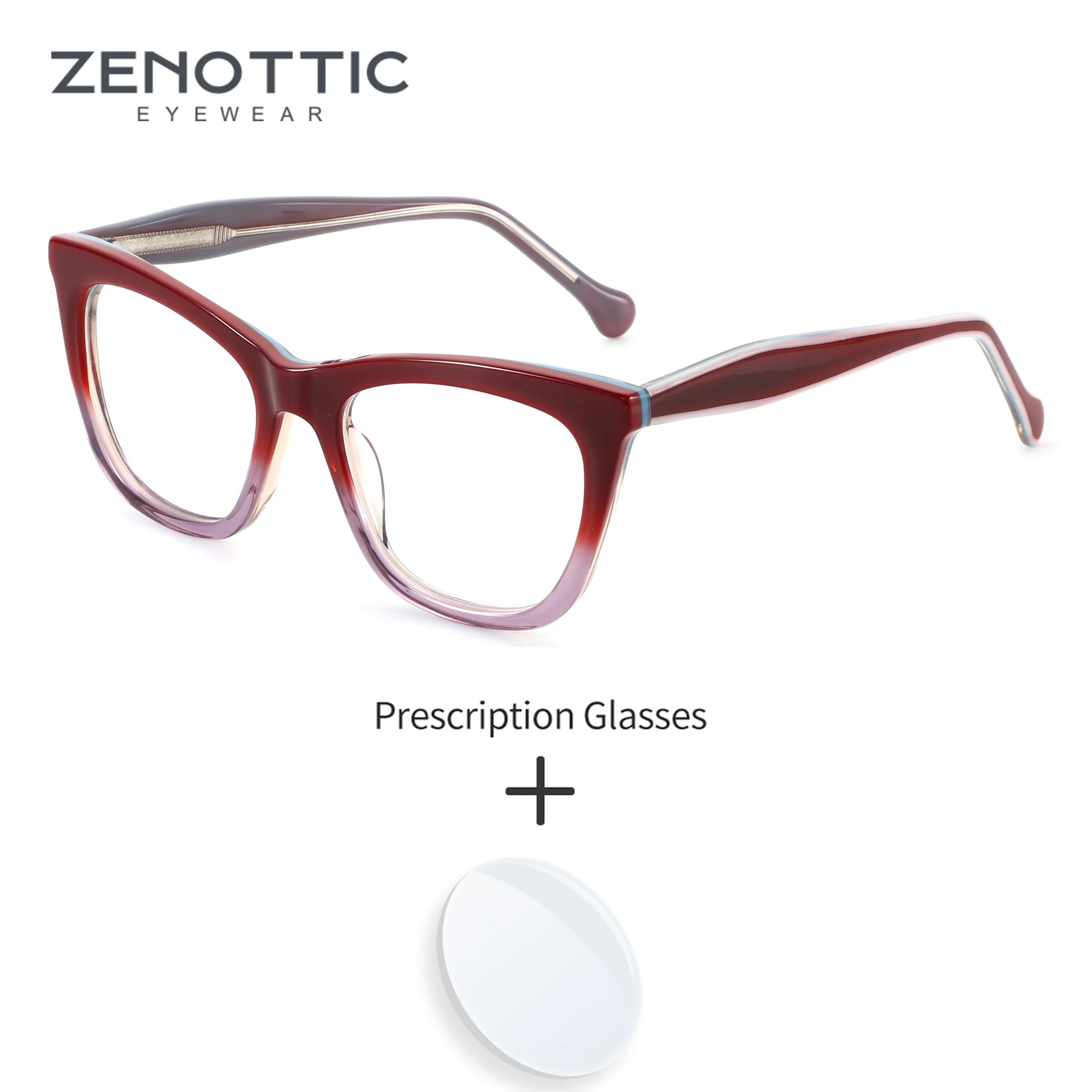

ZENOTTIC Acetate Butterfly Prescription Glasses Women Progressive Multifocal Lenses For Myopia And Reading Blue Light Optical