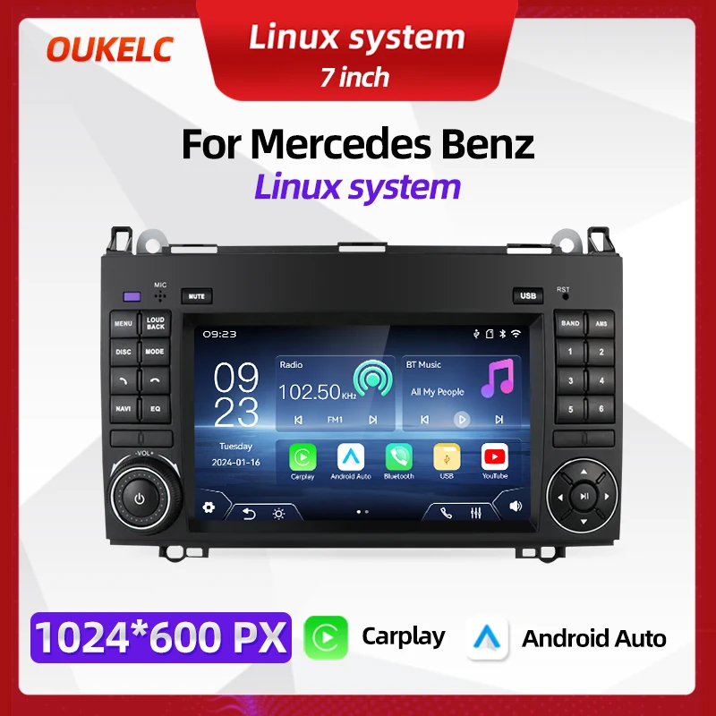 Mercedes Benz A-Klasse W169 W245 A180 A160 Scherm Carplay Navigatie Speler Android Auto Radio Multimedia BT Auto Linux Systeem