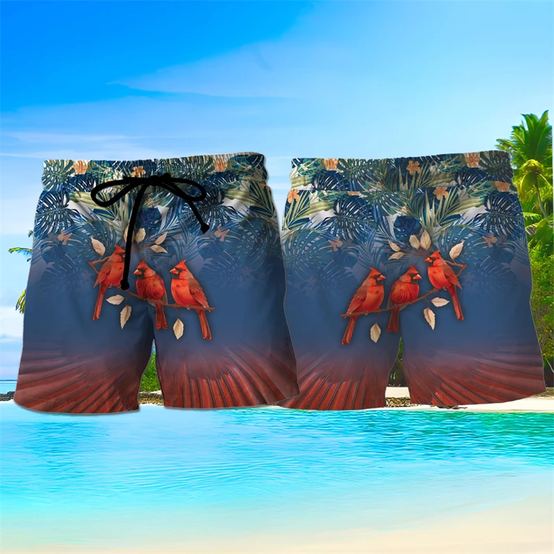 

Милые гавайские шорты с рисунком птицы кардинанала, забавные летние модные пляжные шорты с 3D принтом птиц, повседневные дышащие плавки