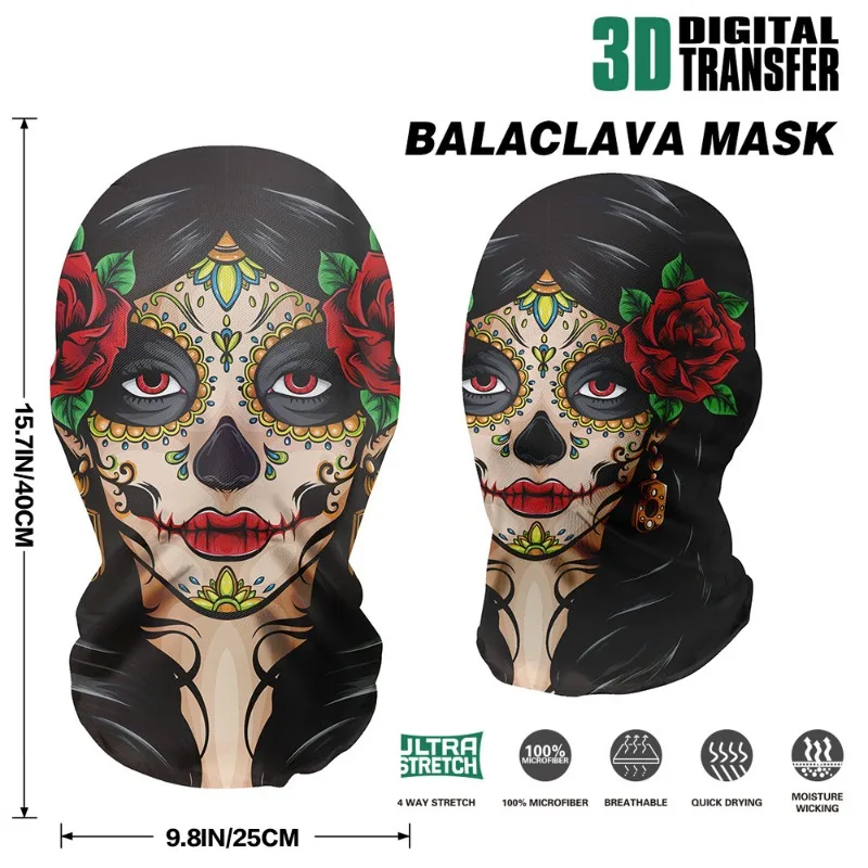 قناع جمجمة مطبوع ثلاثي الأبعاد للرجال والنساء ، شبكة مرنة ، قناع وجه كامل ، نجوم مشهورة ، أغطية رأس تنكرية ، موضة الهيب هوب ، قبعة بالاكلافا ، جديدة