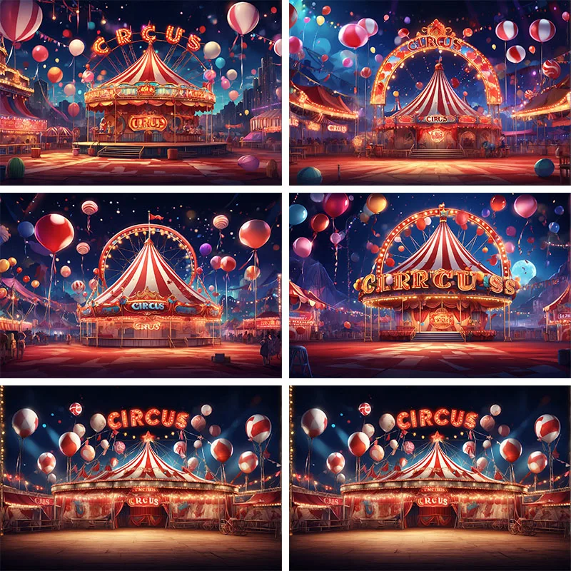 Circus Backdrops For Newborn Photography Baby Birthday Balloon Ferris Wheel Party Backgrounds Carnival Photocall Photo Studio