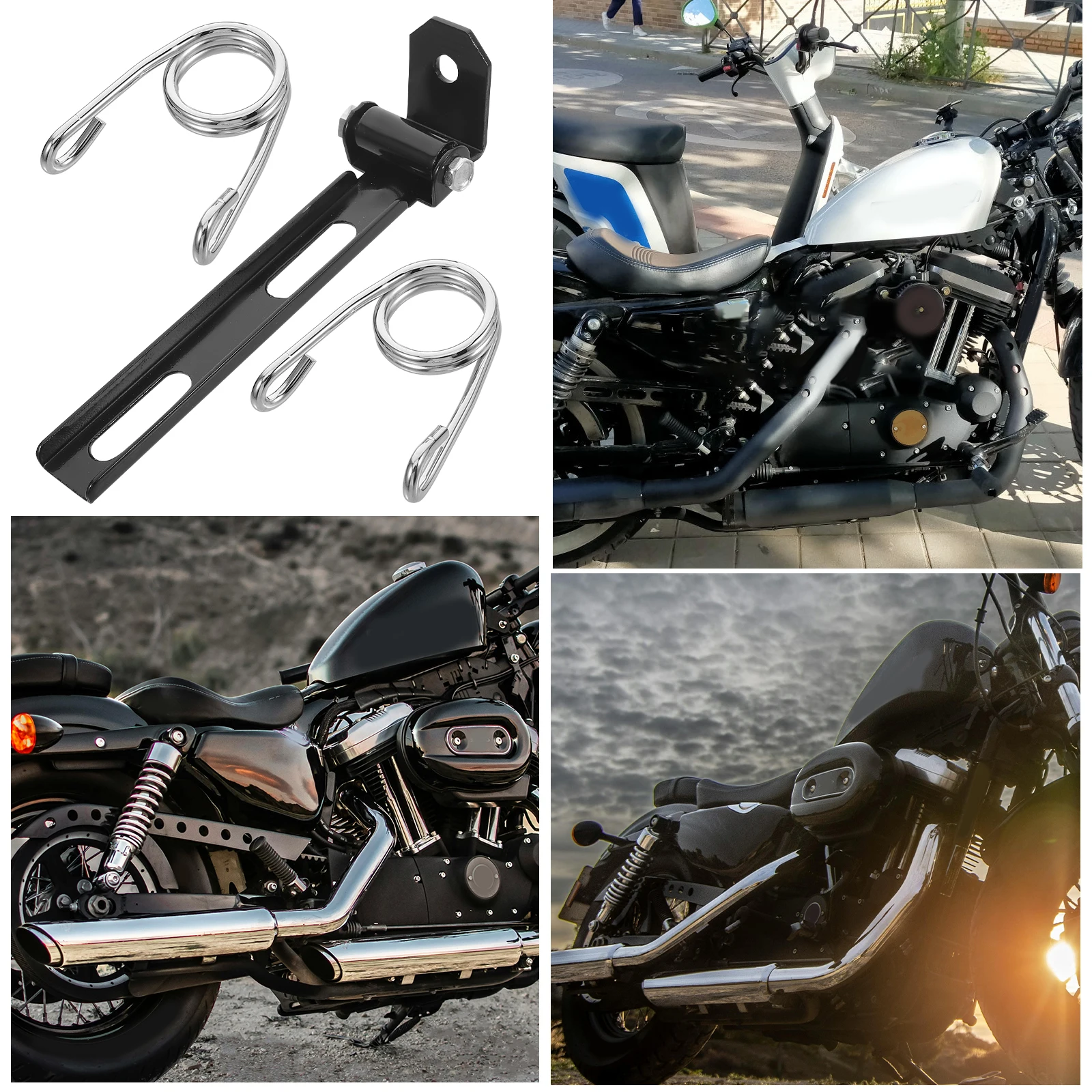 

Retro Accessories Motorcycle Solo Seat Mount Bracket Kit Saddle Vintage Design Black Silver Gold