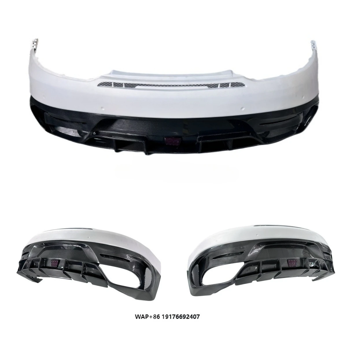 

BS Style LED Exhaust Tips Half Carbon Fiber Rear Bumper forAMG GT GTS 2015-19 Body Parts