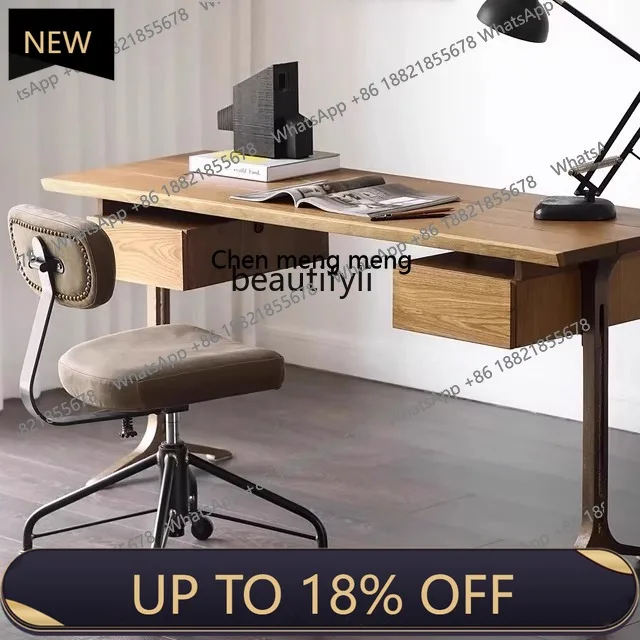 

P178 Nordic Solid Wood Home Computer Desk Modern Drawer Office Writing Desk Student Study Desk