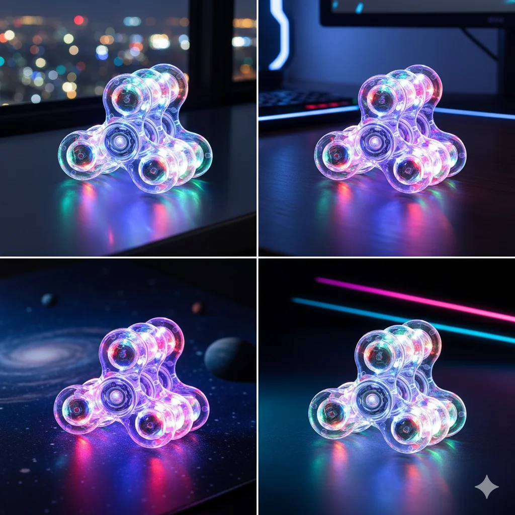 Crystal Luminous LED Light Fidget Spinner Hand Top Glow in Dark EDC Stress Relief Toys Kinetic Gyroscope for Children Adults