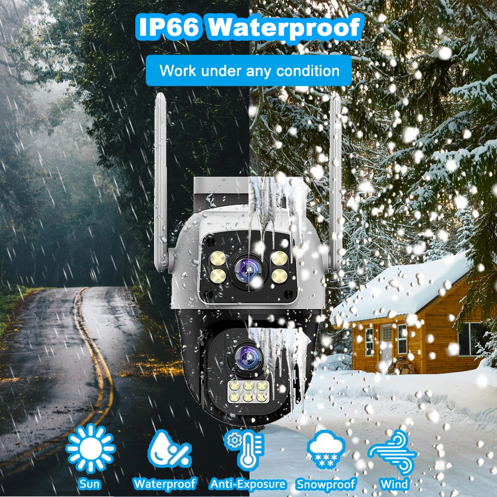 V380 Pro WiFi  Camera Outdoor Dual Lens Dual Screen Wireless Surveillance Human Detect Security Protection PTZ IP 4G Cameras