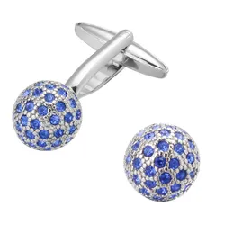 High quality blue crystal ball cufflinks brand new fashionable French shirt brass material design men's wedding cufflinks