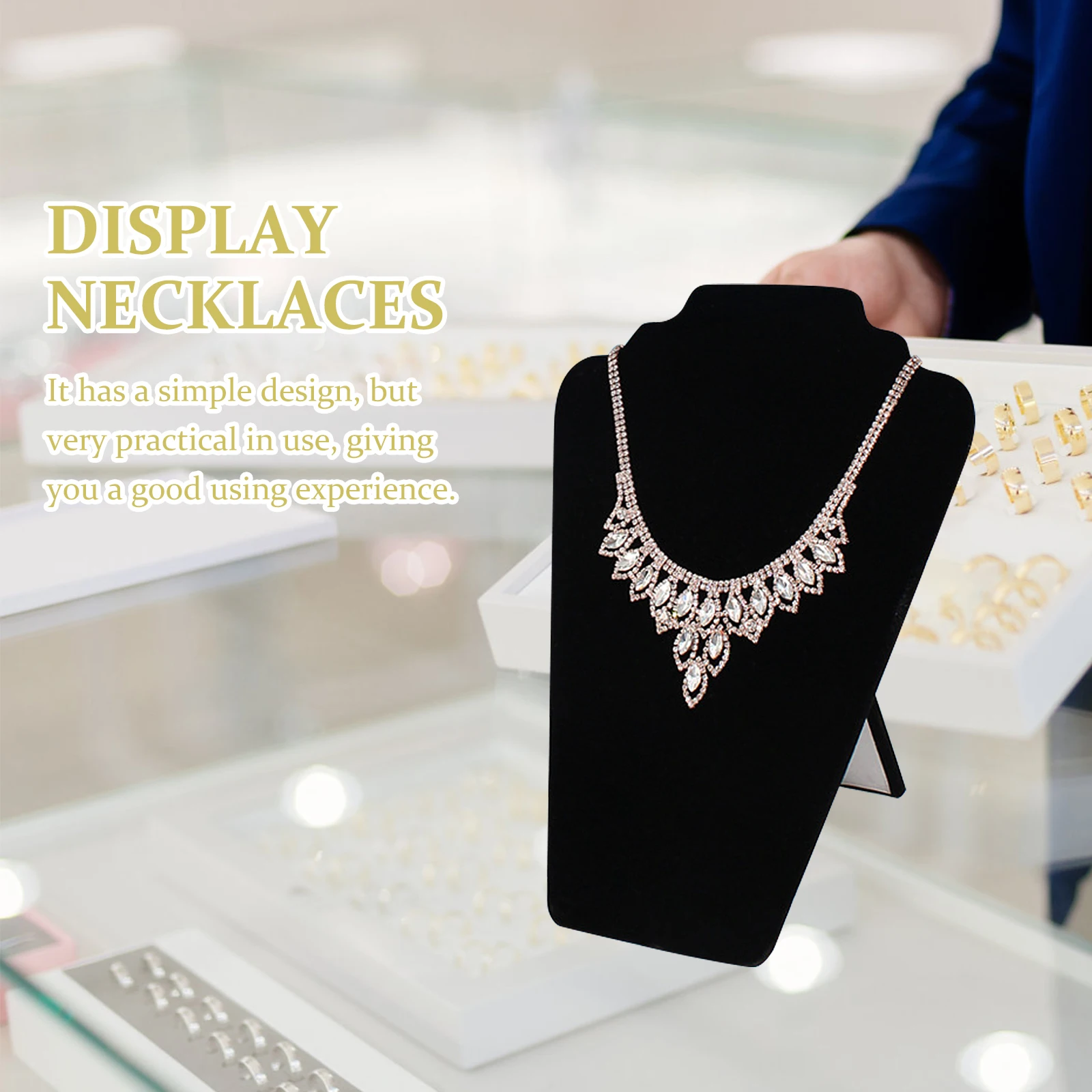 

Suede Mannequin Stand Jewelry Display Bust Necklace Holder Rack for Selling Velvet Material Durable Store Home Trade Show