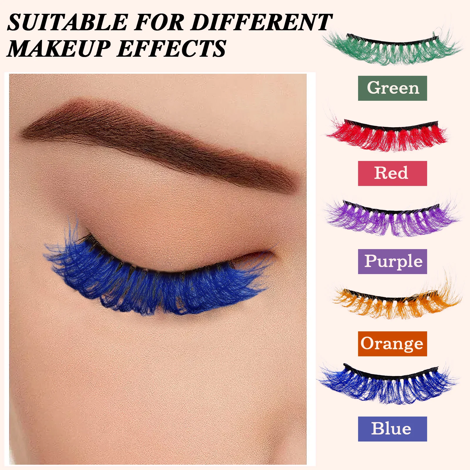 Ciglia finte colorate Ciglia finte dense 3D per trucco da sposa per feste Accessori per occhi da donna Strumenti di bellezza per cosplay di Halloween