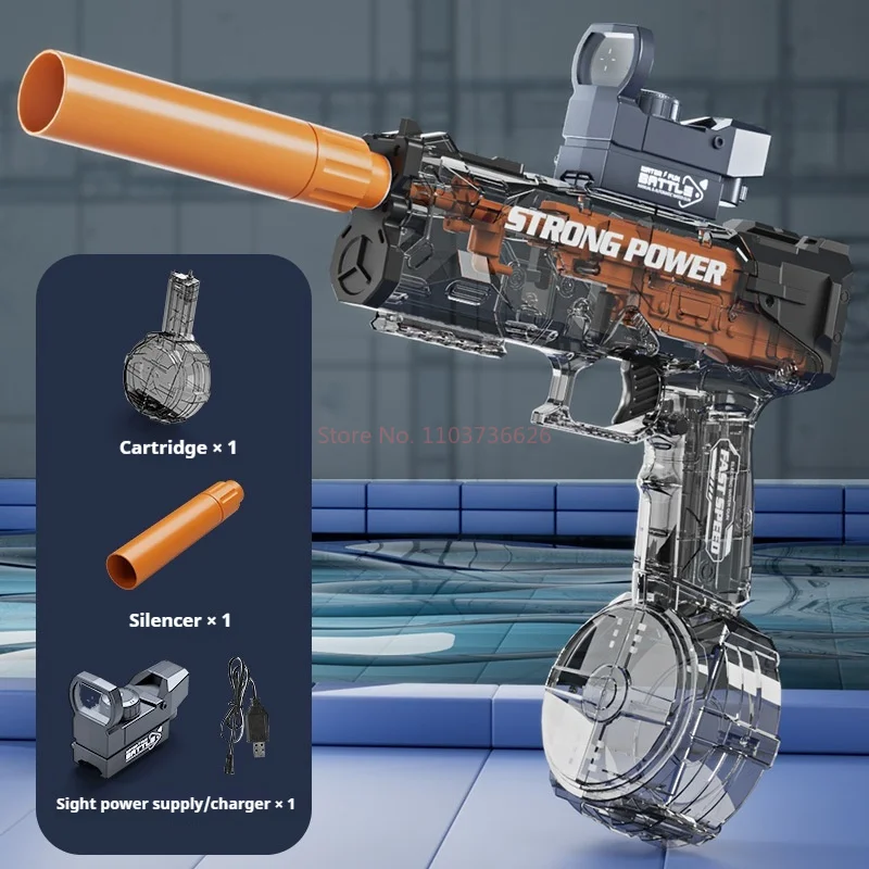 Hot Sales 2025 Ice Explosion Water Gun Fully Automatic Water Gun Toy High Speed Continuous Automatic Submachine Gun Children Toy