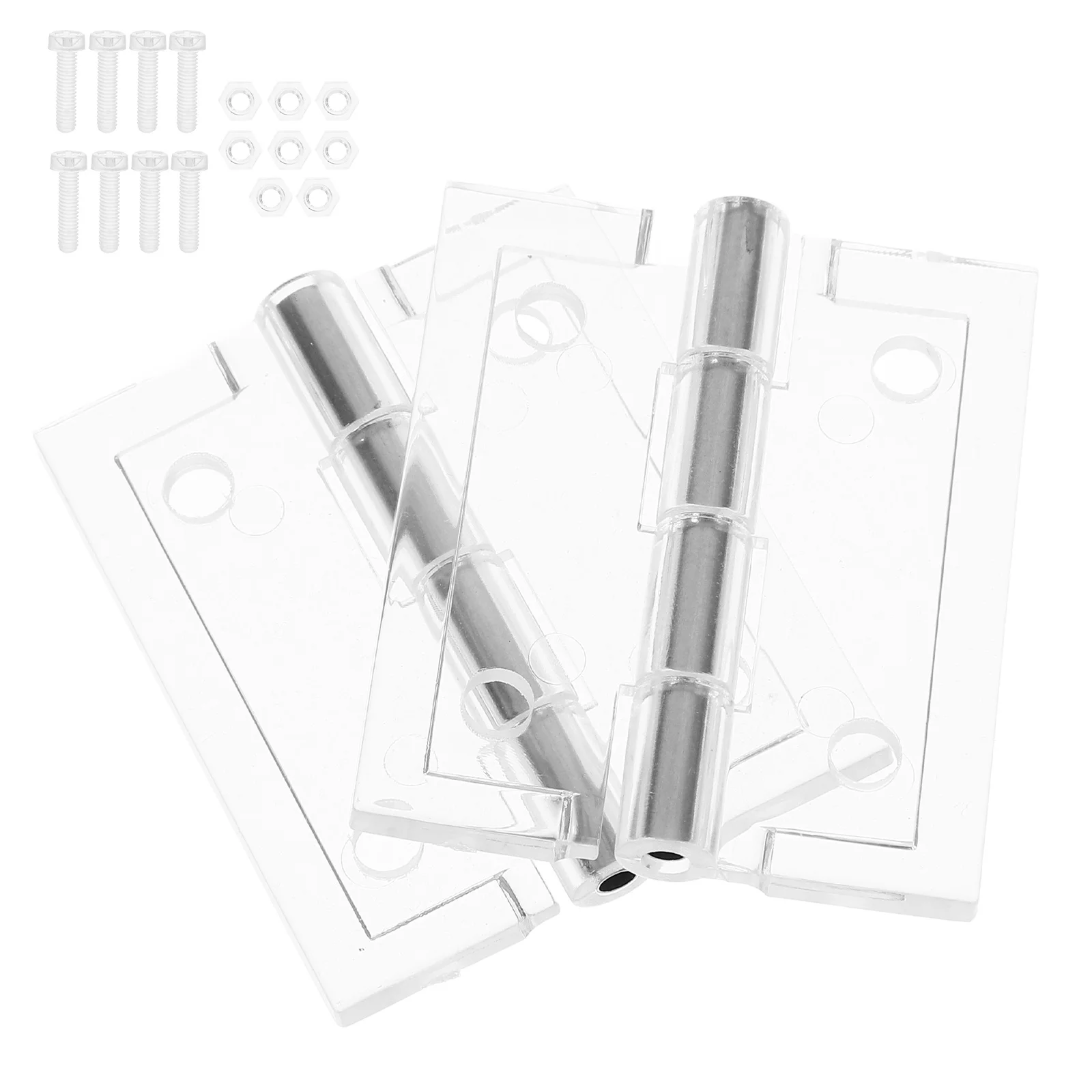 

2pcs Transparent Hinges Clear Acrylic Hinge Kit With Pre-Drilled Holes For Cabinets Drawers Jewelry Box Crafting Hardware