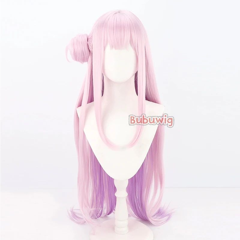 Bubuwig pelo sintético Misono Mika pelucas de Cosplay con bollos archivo azul Misono Mika 85cm peluca rosa mezclada púrpura resistente al calor