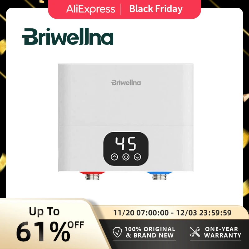 Briwellna Mini calentador de agua eléctrico sin tanque 110V/220V debajo del fregadero calentador de agua instantáneo sobre el fregadero