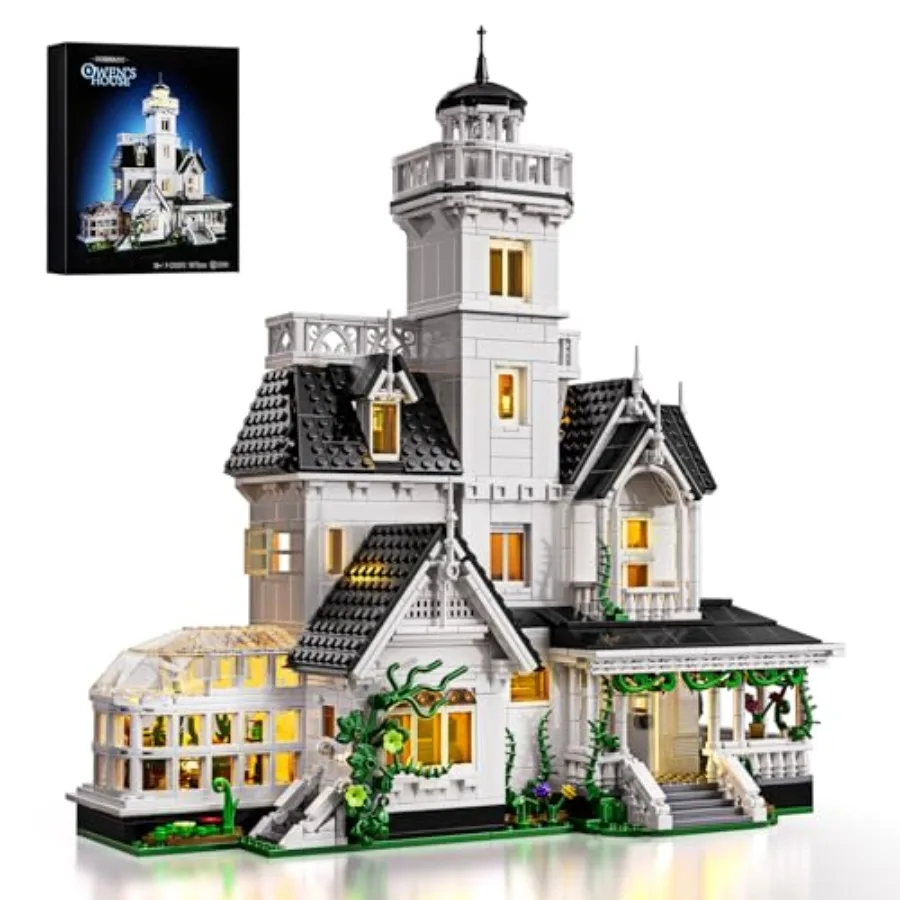 

Magic House Building Set with LED Light Owens House Blocks Toy Creator Architecture Model Building Kit Compatible with Lego Hor