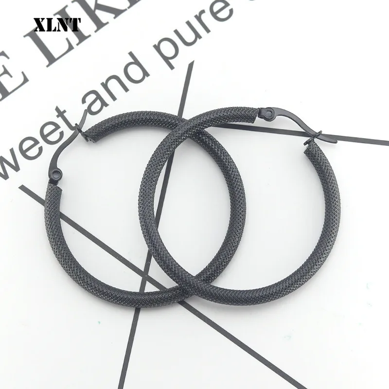 XLNT  2019 Punk 20-40mm Diameter Hoop Earrings For Women Statement Earrings Fashion Stainless Steel Jewelry Accessories