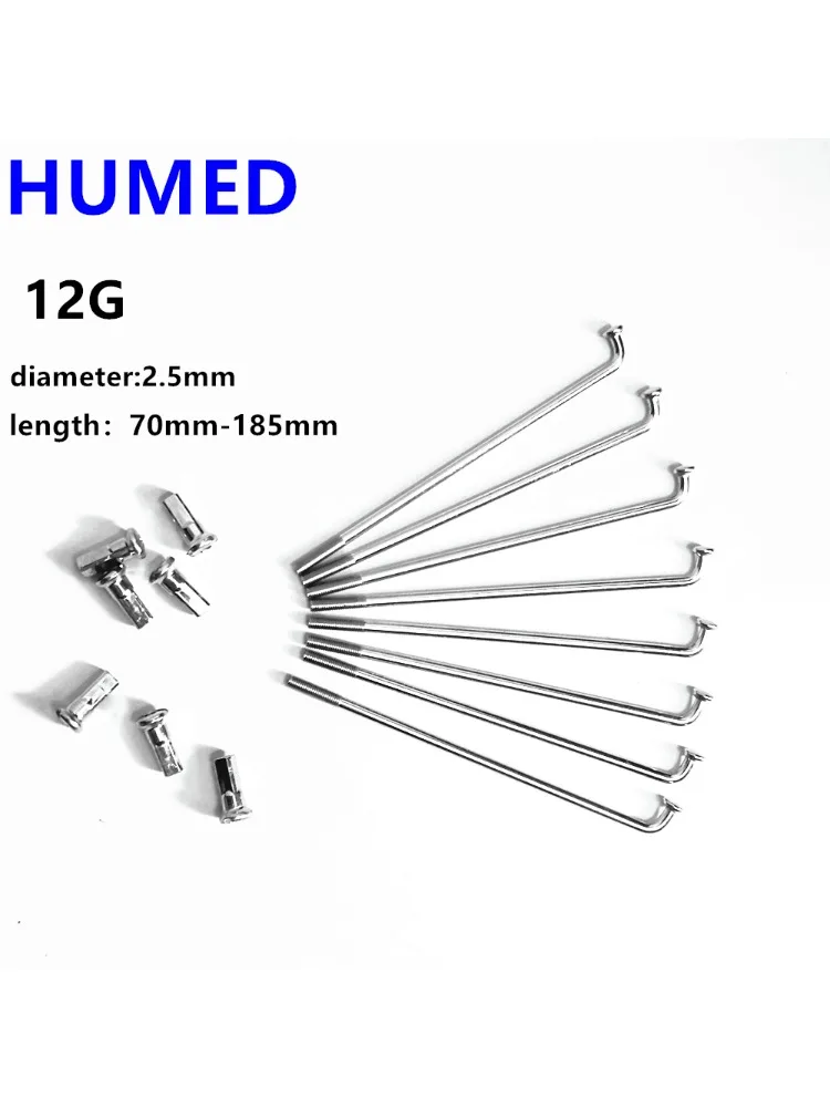 AliExpress HUMED 36pcs/lot Electric Bicycle Spokes 12G Diameter 2.5mm Length 70-200mm Steel with Nipples