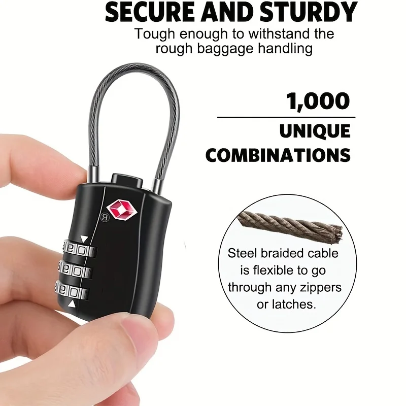 قفل بكلمة مرور محمول، قفل الأمتعة، خزانة الظهر، 3 أرقام TSA، قفل كلمة المرور الجمركية، حماية أمنية ومضادة للسرقة.