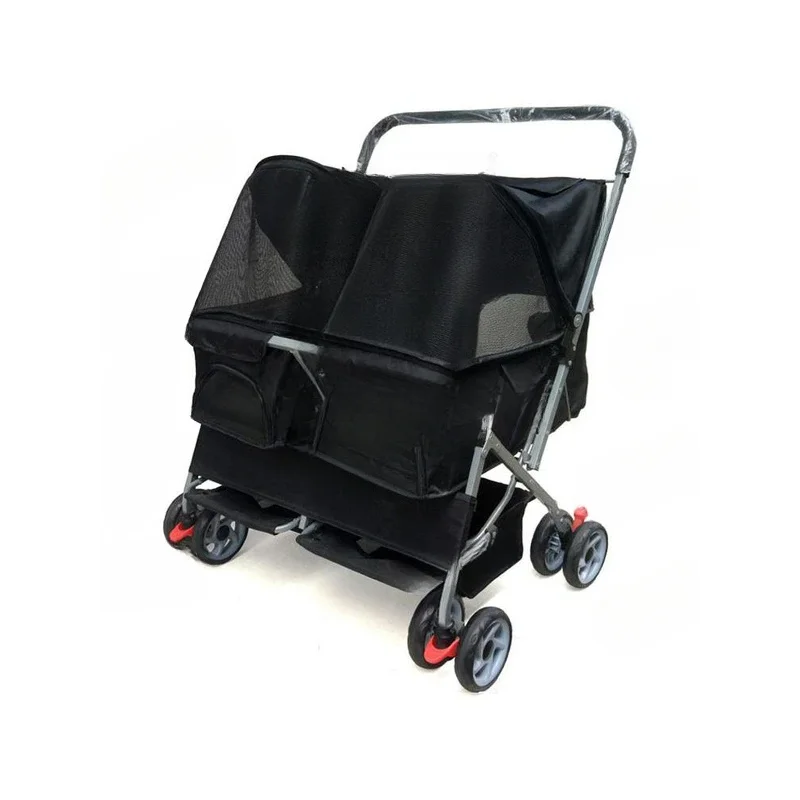 Two-Pet Stroller, Double Sleeping Bed, Ultra-Light Folding, Removable, Washable,, Dog, Widening, Care Out