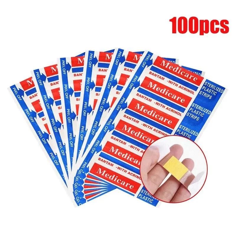 

10-100 шт. Пластыри для экстренной первой помощи, нетканые, водонепроницаемые, дышащие, стерильные, для ран, медицинские пластыри-пластырики