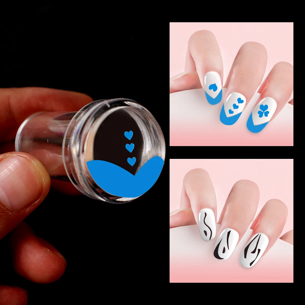 Nail Stamper Jelly Silicone Printing Nail Polish Stamping French Tip Nail Stamp Template with Scraper Manicure Stencil Tools