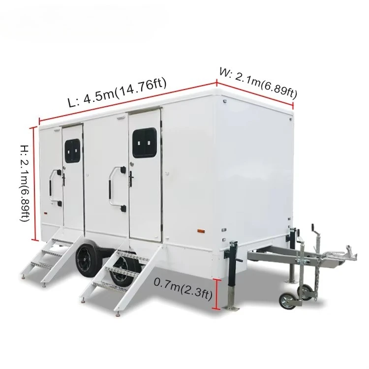Mobile Toilet FRP Single Stall With Flush Tank Hand Wash Vent Fan Waterproof Anti-odor For Outdoor Event Temporary Sanitary Unit
