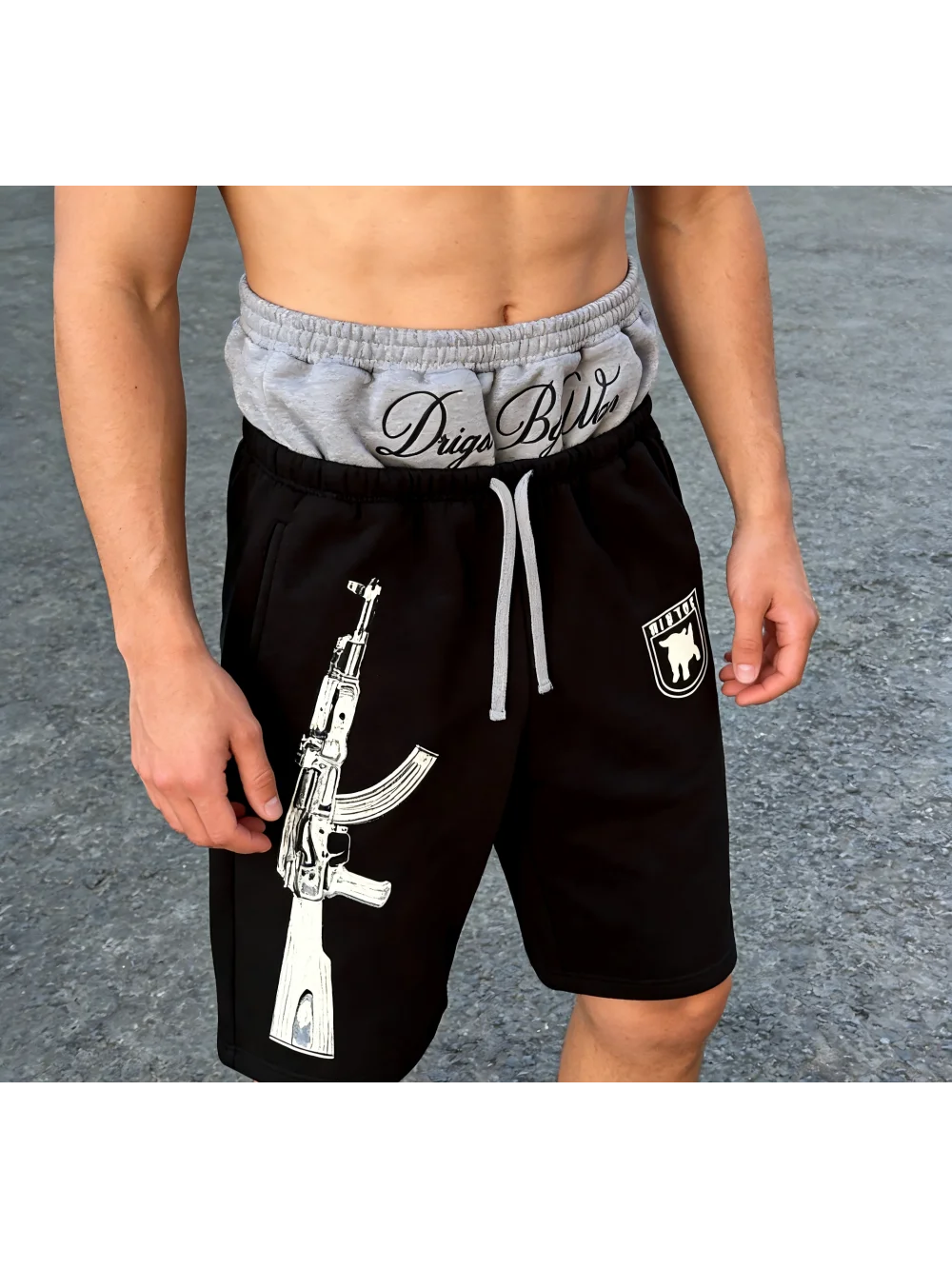 

Новые мужские шорты 2026 года в американском уличном стиле с принтом, имитирующие двухслойные, с завязками на талии, повседневные спортивные брюки с пентаграммой