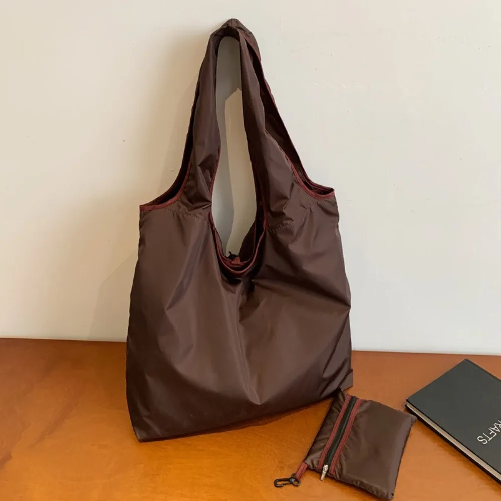 Foldable ~ Handbag Folding Shopping Bag Waterproof Fold Foldable Eco-Friendly Bag Shoulder Pouch Large Capacity Nylon Tote Bag