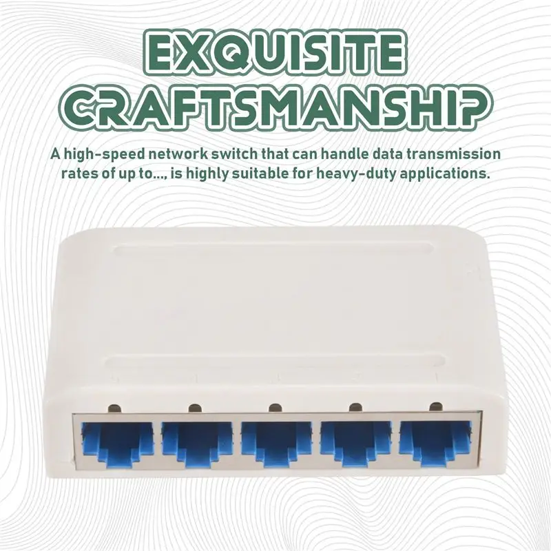 Superior-3X 5 Port Data Switch,Network Hub,Desktop Ethernet Splitter,Plug & Play Shielded Ports Fanless Quiet