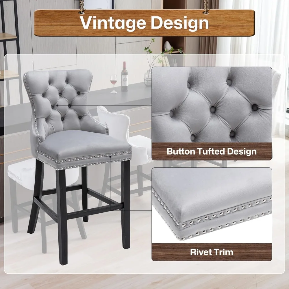 طقم مقعد مرتفع مكون من قطعتين، مخملي 26 كونترتوب مع زر خلفي وزخرفة برشام #5