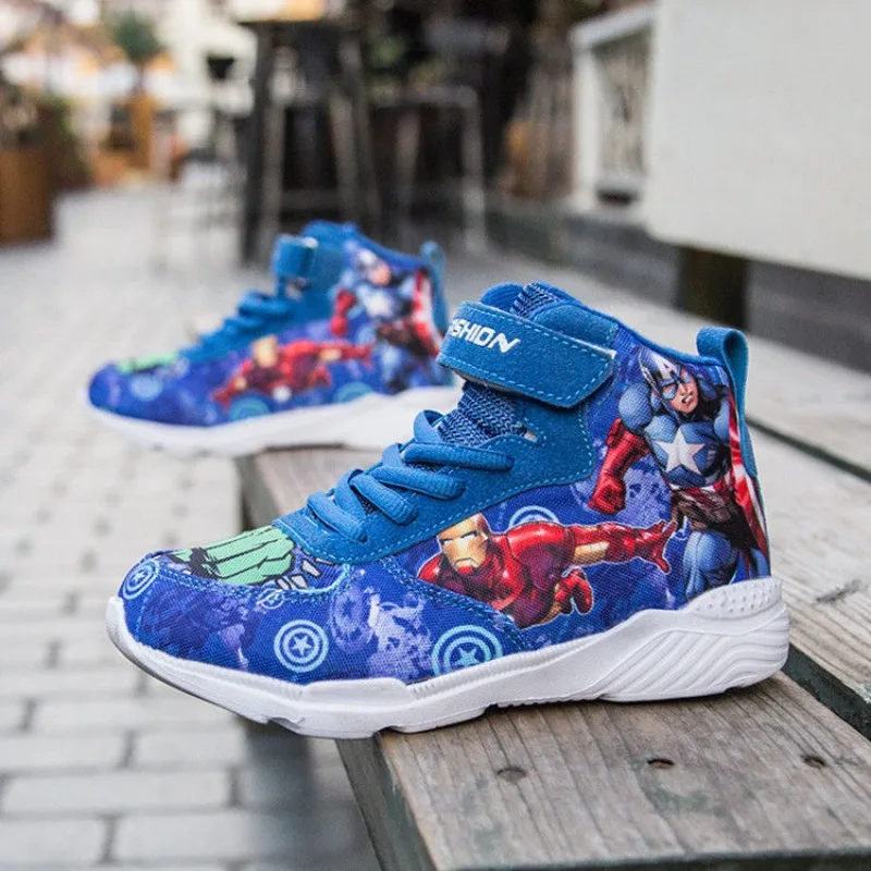 Marvel Shoes Captain America Men's High Top Sneakers Iron Man Hulk Soft Sole Autumn and Winter Casual Fashion Handsome Sneakers