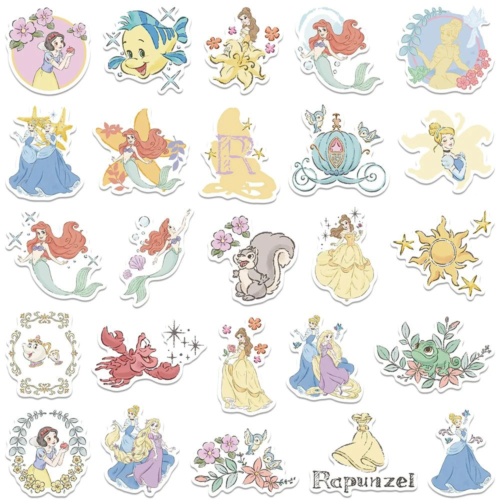 10/30/50 Stück Niedliche Disney Prinzessinnen Anime Aufkleber Cartoon Cinderella Belle Sticker DIY Koffer Handy Wasserflasche Aufkleber Spielzeug Geschenk – Detail 6