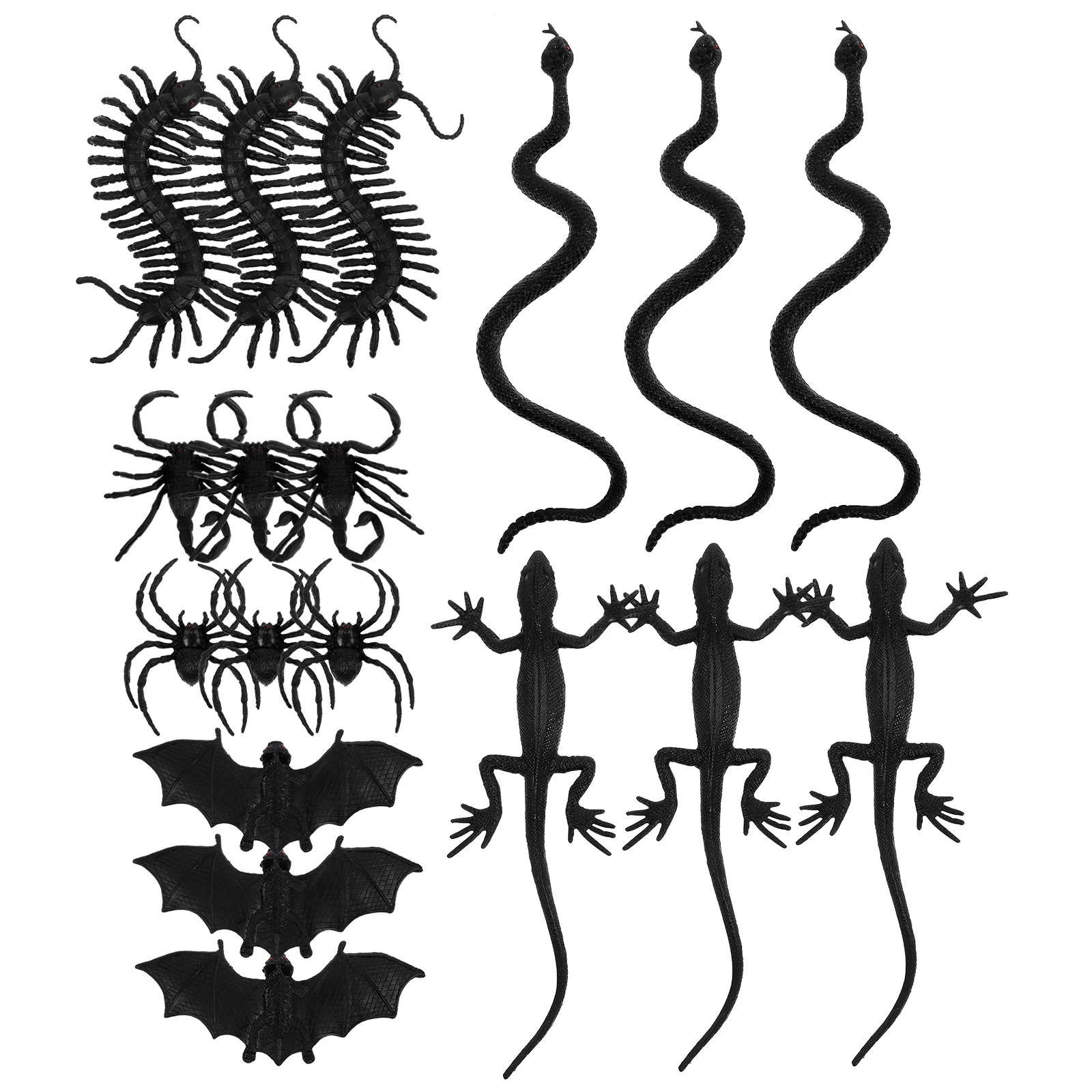 18 pz Simulato Animale Decorazione Scherzi di Halloween Giocattolo Falso Serpente Pipistrello Scorpione Gecko Centipede Ragno Puntelli Del Partito Set Cosplay