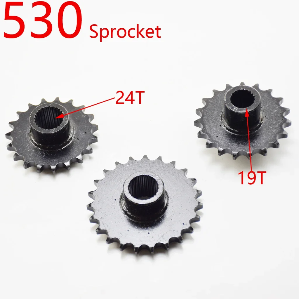 15T 16T 19 / 24 Gear Go Karts E-Scooter Gear Teeth 530 Chain Front Sprocket Cog Serration Axle GY6 ATV 150cc Quad ATV150U Buggy