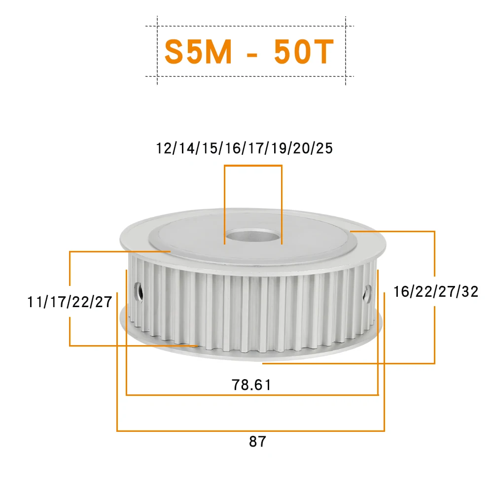 50 Teeth STD 5M Timing Synchronous Pulley Arc Teeth Keyway Bore 12/14/15/16/17/18/19/20 mm For Width 10/15/20/25mm S5M Belt