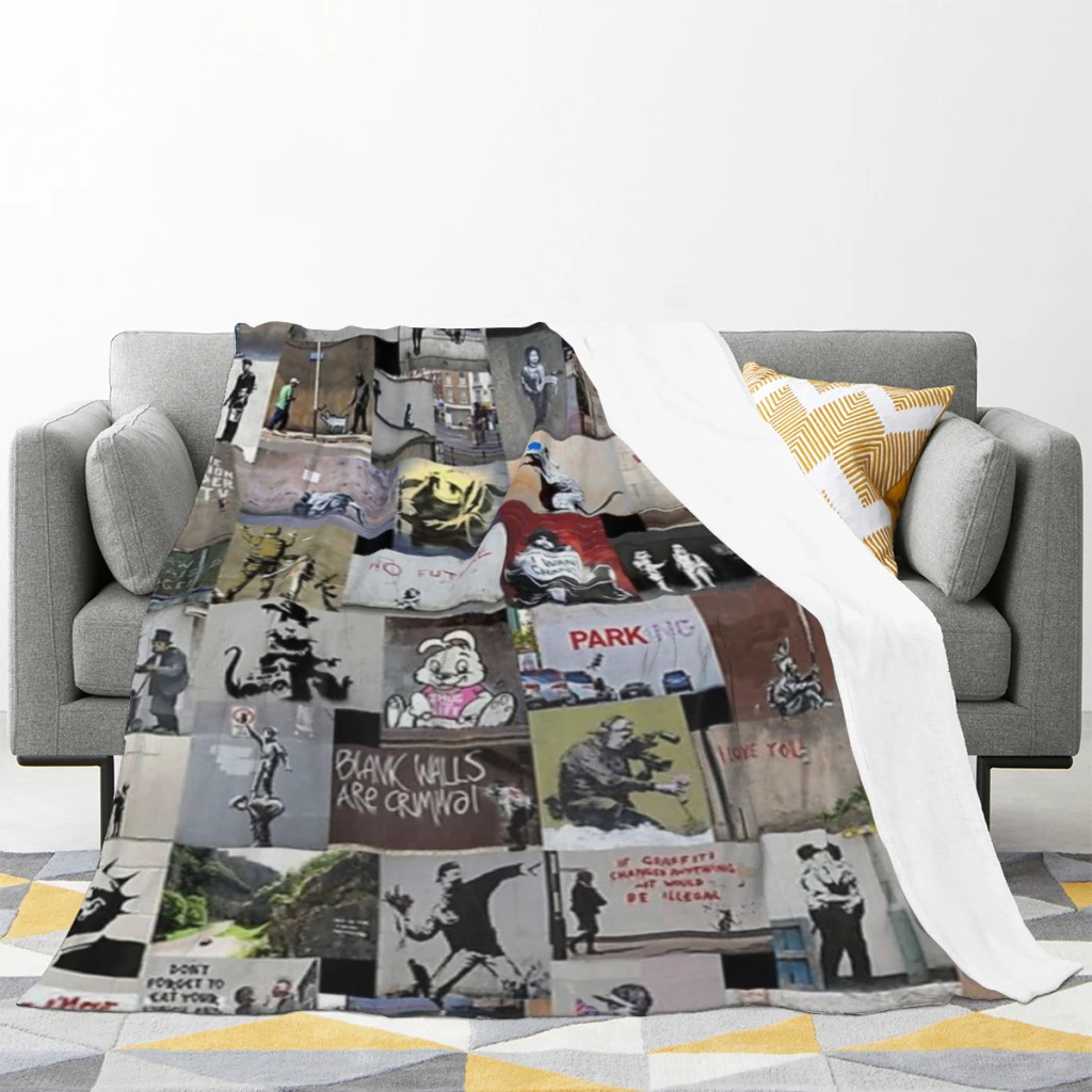 Banksy Medium Blanket Comforter Flannel Soft throw Blankets Warm Home and Decoration