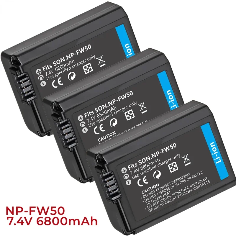 

6800mAh NP-FW50 Camera Battery Set Compatible With Sony AlphaA6000,A6500,A6300,A6400,A7,A7II,A7RII,A7SII,A7S,A7S2,A7R