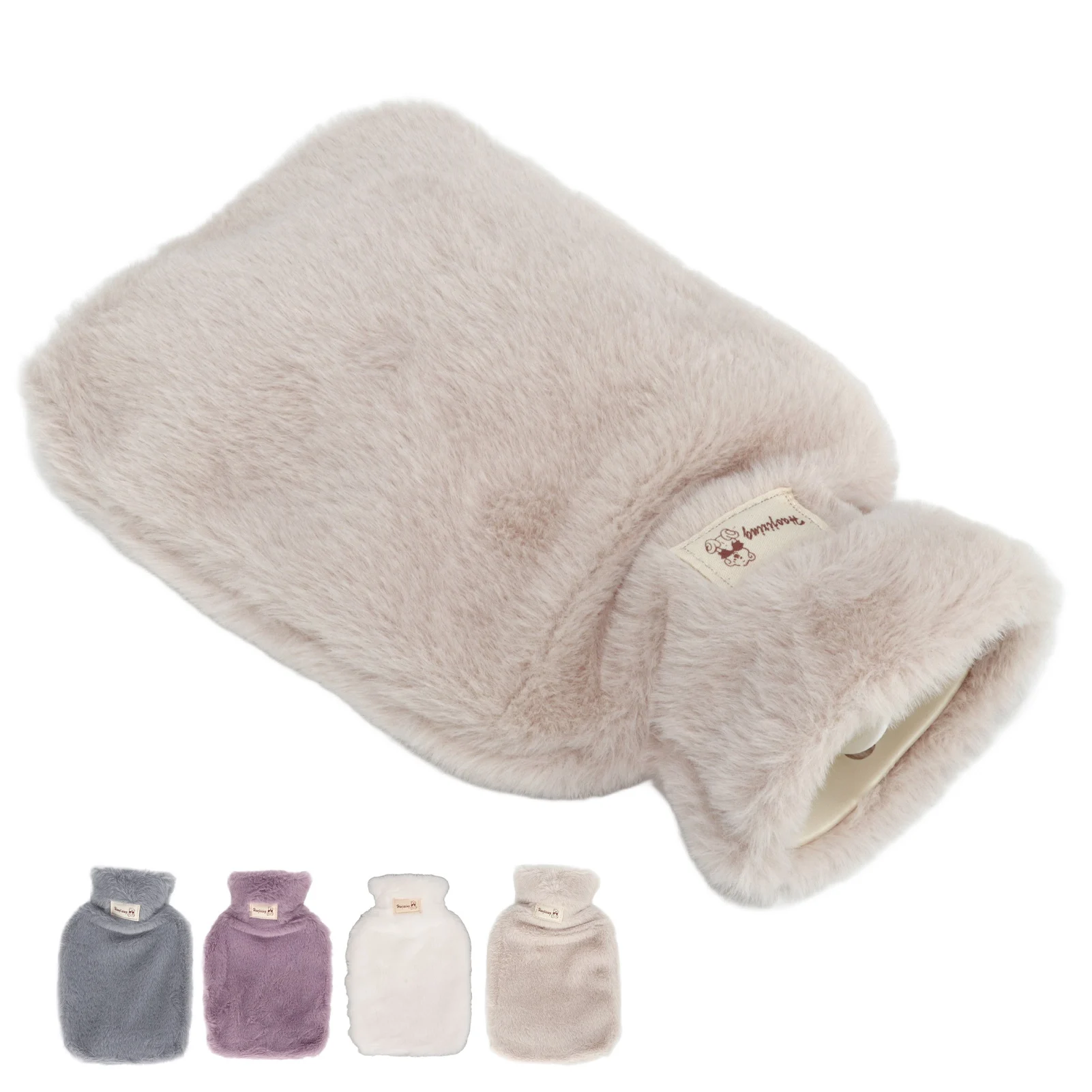 Plush Hot Water Bottle Warm Water Bottle PVC Inner Liner Anti Slip Texture Large Threaded Stopper Wide Mouth for  Work