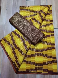 2024 2+4 Yards African Wax Fabric Gold Foil Sewing Material 6 Yards 100% Cotton High Quality For Dress Bag Ghana Hot Sales