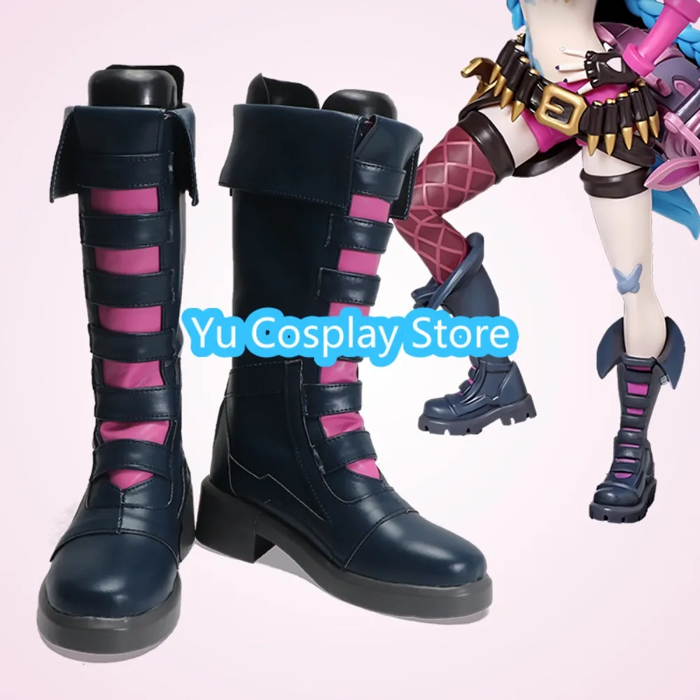 Yu-zapatos de Cosplay de la tienda League Of Legends Jinx, botas de Cosplay de Anime, accesorios de disfraces de Halloween