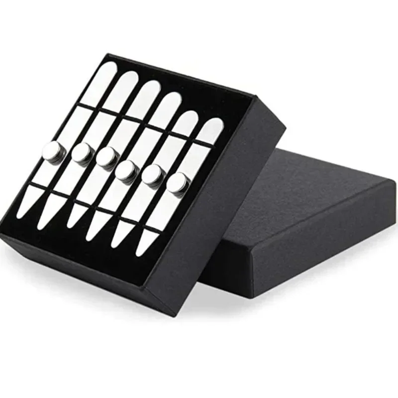 6 ชิ้นสแตนเลสสตีล Magnetic Collar Stays สําหรับ Man Collar สนับสนุนธุรกิจชายเสื้อกระดูก Stiffener แทรกคงที่พร้อมกล่อง