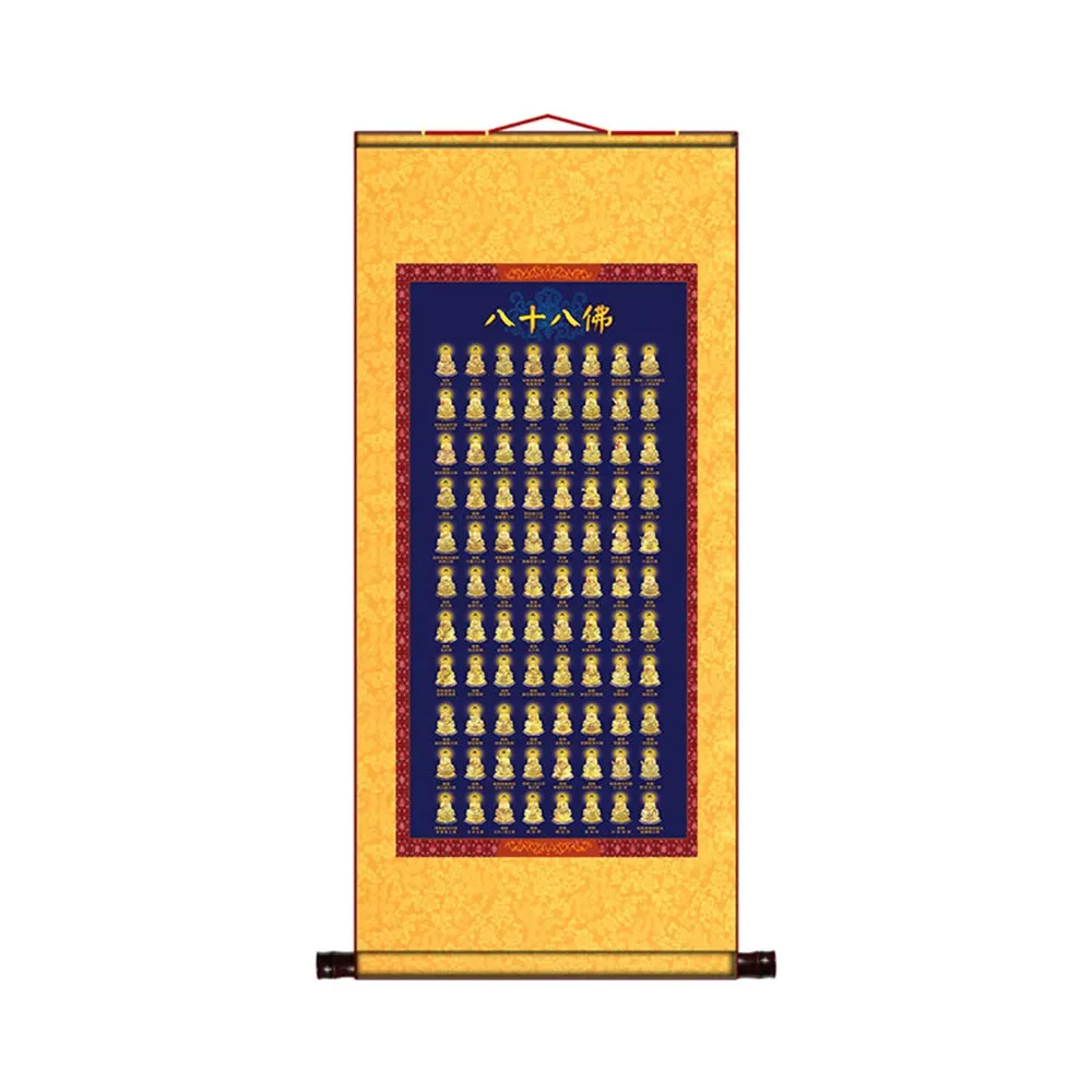 China Ancient Eighty-eight Buddha Image Hanging Wall Scroll Picture Decoration