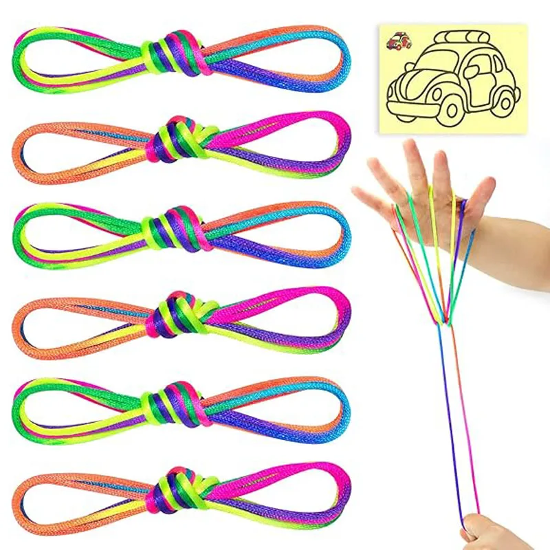 

6PCS String Games For Kids Cats Cradle Rainbow Colored Rope 160CM Children's Day Gift Birthday Party Supplies Kinder Spiele