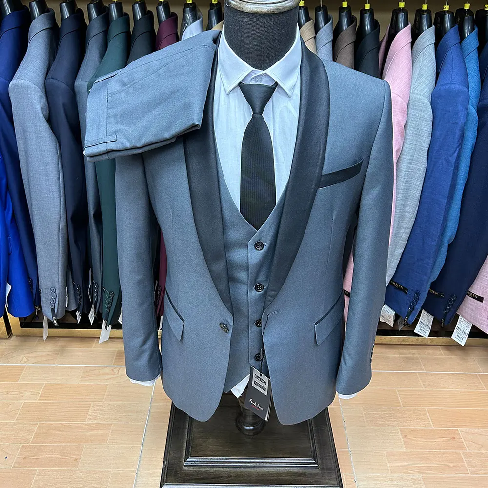 Men Wedding Suit Prom Dress Jacket+Pants+Vest Men Suit Set Slim Fit Tuxedo Male Blazer Customized British Style Groom Clothing