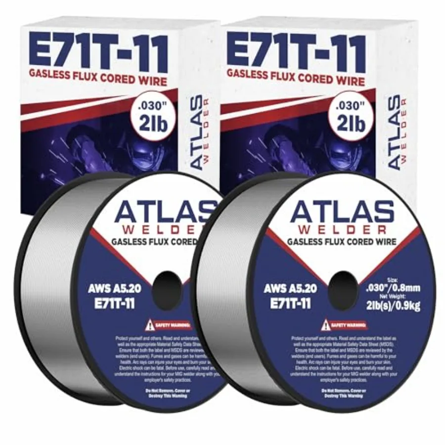 

Welding Wire, E71T-11, Flux Core, 10LB Material, Self Shielding, Gasl MIG .030 2LB (2 Pack )