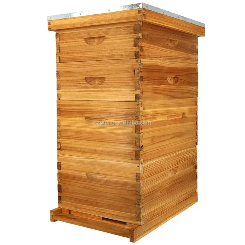 4 Layers Langstroth Beehive Box 10 Frame 8 Beeswax Coated Wooden Complete Set Bee Hive Starter Kit With Frames