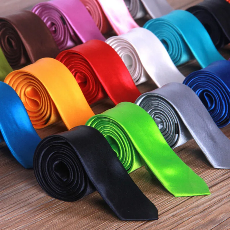 2022 Tie Necktie New Men\'s Slim Skinny choker Plain Satin business man,multi-color Fashion style pure color for boyfriend gift