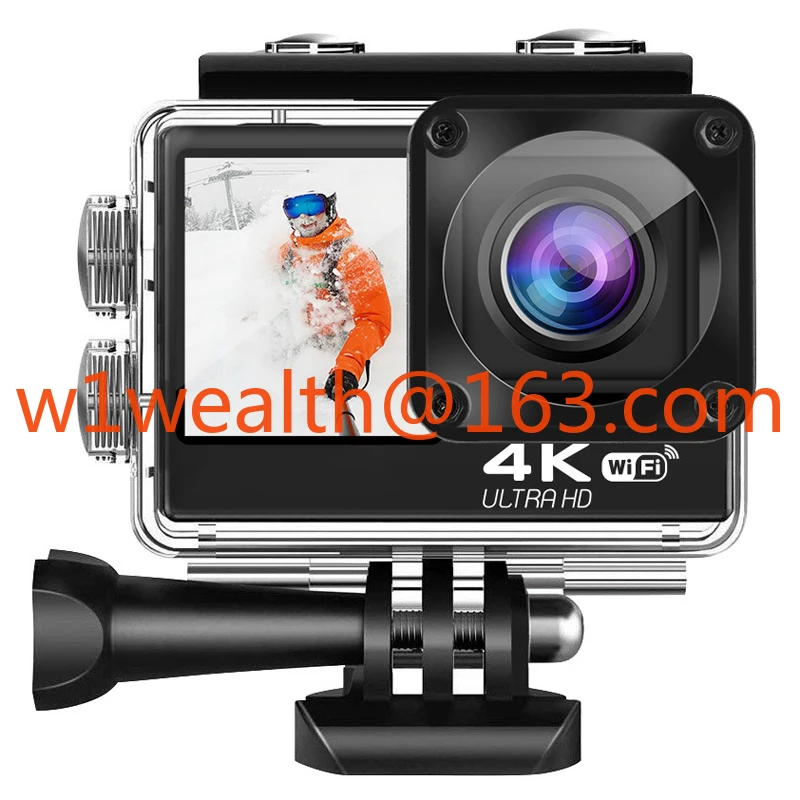 

60 frames Touch screen motorcycle recorder WiFi dual screen waterproof sports camera 4K helmet camera