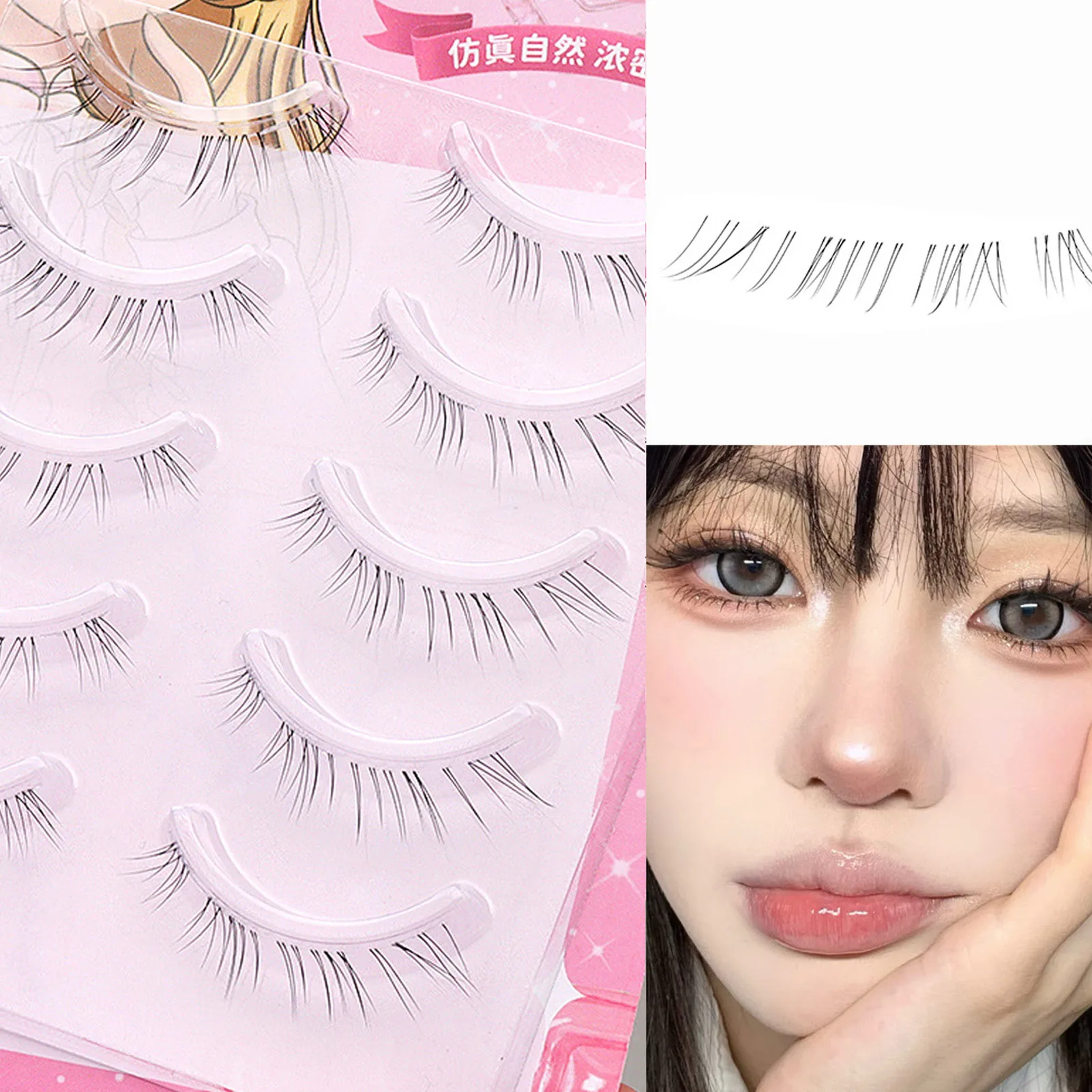 5 Paar falsche Wimpern mit Vollstreifen für den unteren Falschen, leichte, natürliche, individuelle Wimpernverlängerung, geeignet für jeden Make-up-Stil