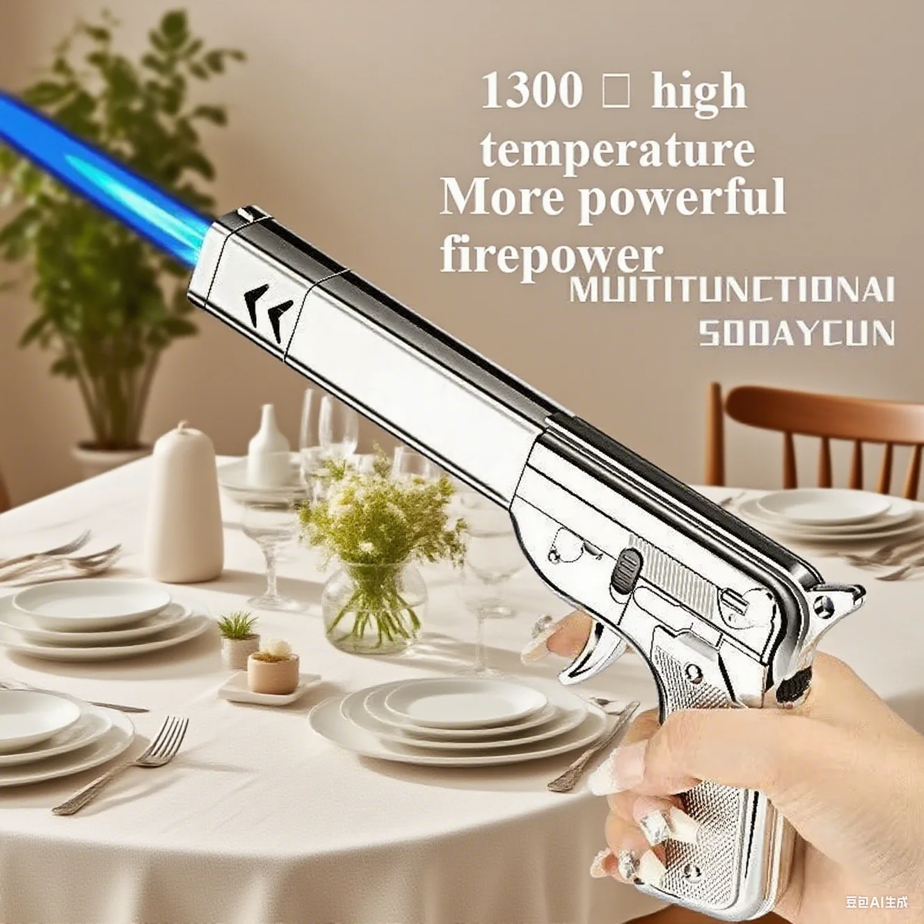 

Windproof Gun-Shaped Lighter Outdoor Metal Direct-Jet Inflatable High-Flame Spray Gun for Burning Pig Hair And Other Outdoor Use