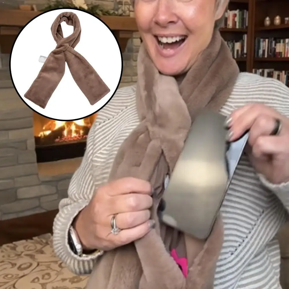 

Зимний утолщенный теплый шарф со скрытым карманом на молнии, роскошный шарф из ткани из искусственного меха, удобный шарф, теплый аксессуар